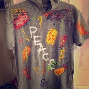 Handmade graffiti hippie design short sleeve shirt